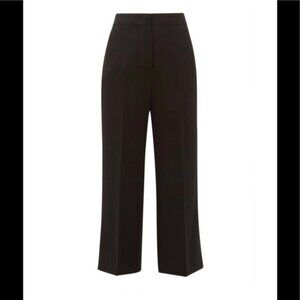 Max Mara Crepe Wide Leg Trousers Pants Mid Rise Flowy Career Casual Dark Navy 6